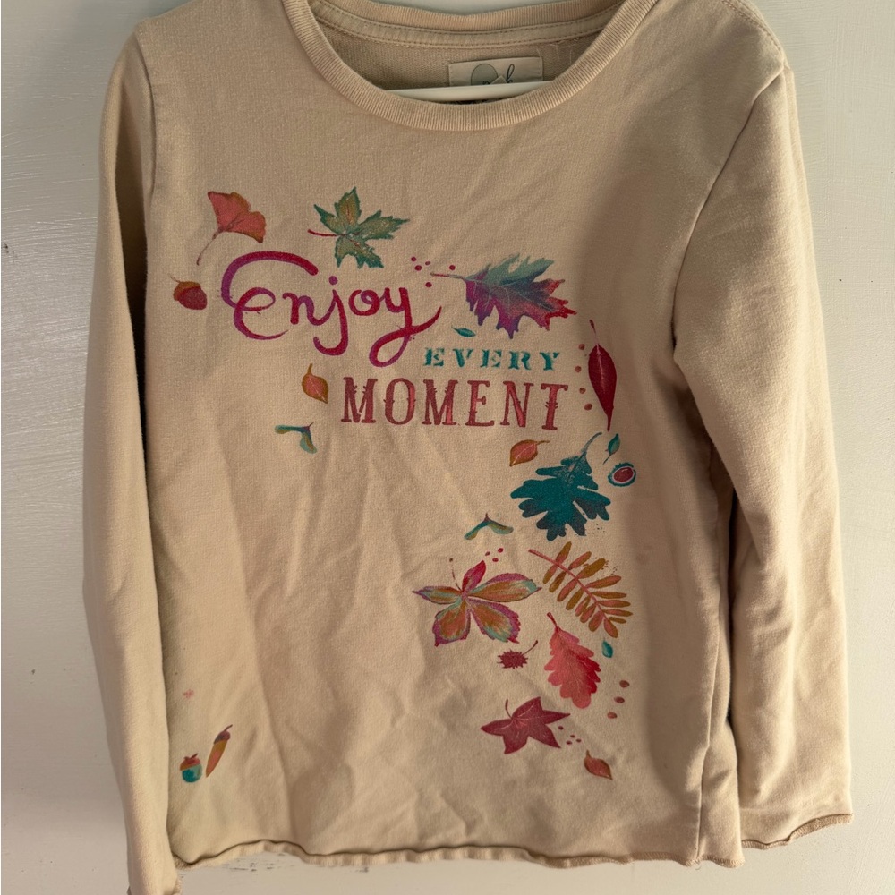 Peek Cream Long Sleeve Tee with Colorful Leaf Graphic